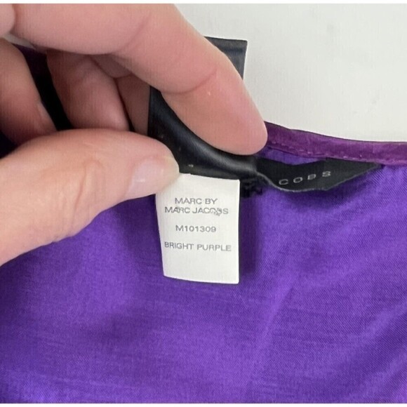 Marc by Marc Jacobs Silk Cocktail summer Mini Dress Purple Ruffled - Picture 14 of 15